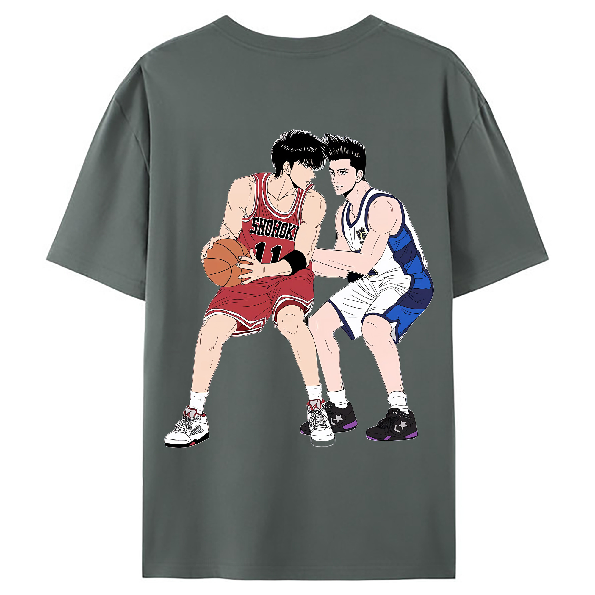 （画像用） SLAM DUNK／スラムダンク 綿100％ メンズ半袖Tシャツ（バックプリント） 通気性